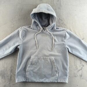 Athleta Hoodie Womens Large Blue Fleece Pullover Sweatshirt Kangaroo Pocket Logo